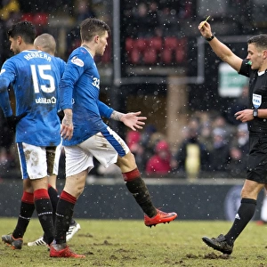 Rangers Josh Windass Receives Yellow Card in Scottish Cup Fifth Round Clash vs. Ayr United at Somerset Park
