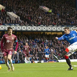 Rangers Kyle Lafferty Pursues Victory: Intense Moment at Ibrox Stadium during Scottish Premiership Clash vs. St. Johnstone
