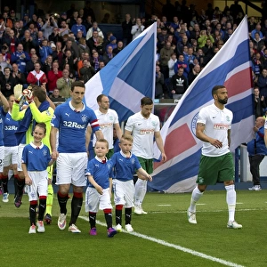 Rangers vs Hibernian: Lee Wallace and Mascots at the Scottish Premiership Play-Off Semi-Final, Ibrox Stadium