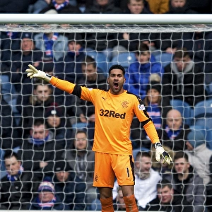 Rangers Wes Foderingham Protecting Ibrox Net from Kilmarnock in Scottish Premiership Action