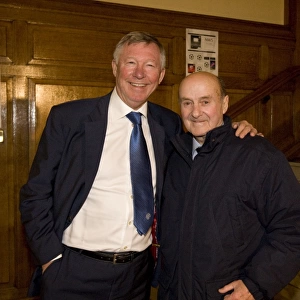 Sir Alex Ferguson Reunites with Ex-Ranger Johnny Hubbard during Manchester United's UEFA Champions League Victory at Ibrox