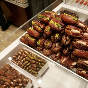 High quality dates are displayed at Bateel dates and confectionery shop at Bahrain City
