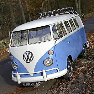 VW Volkswagen Classic Camper van, 1965, Blue, & white