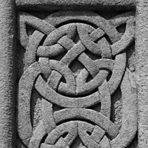 Europe, Ireland, Glendalough. Cletic Patterns on Cross at Glandalough