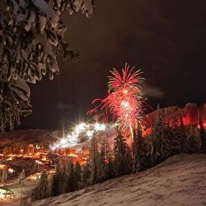 Looking down into the Big Mountain village area at night during the New Years Eve