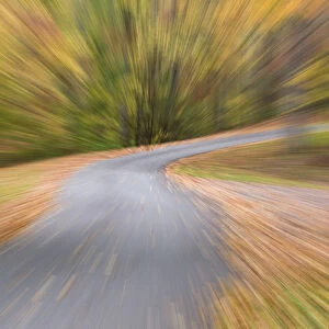A zoom blur of country road in Autumn