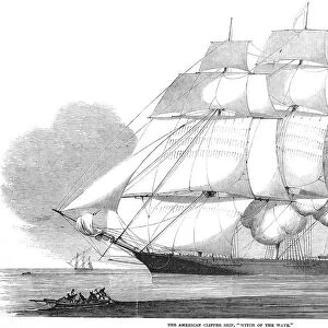 CLIPPER SHIP, 1852. The American clipper ship, Witch of the Wave. Wood engraving, 1852