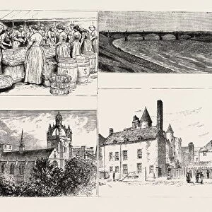 Aberdeen: Herring Cleaners at Work (Top Row, Left); Victoria Bridge Across the Dee (Top Row