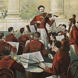 Austria, Johann Strauss (1825-1899) conducting the orchestra at a court ball in Vienna