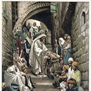 Christ healing the sick brought to him in the villages. Bible: Mark 6. From JJ Tissot