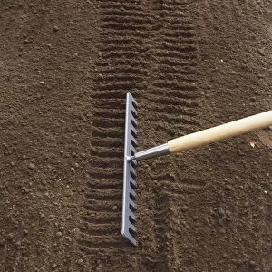 Covering up trench using a rake