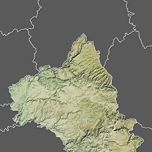 Departement of Aveyron, France, Relief Map
