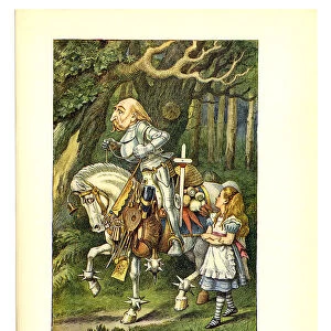Alice with knight and horse illustration, (Alices Adventures in Wonderland)