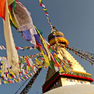 Bouddha monument with prayer flags