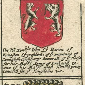 King Kingston and Scudamore coat of arms copperplate 17th century