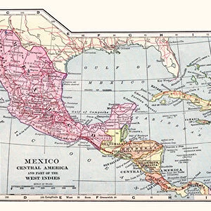 Mexico and Central America map 1892