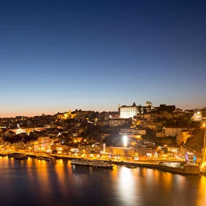 The Ribera riverside area of Porto at night