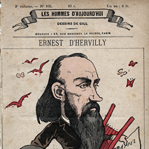 Cartoon of Ernest d Hervilly (1839-1911) Poet, novelist and dramatist - from