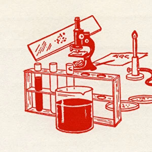 Chemistry Set and Microscope, 1948 (colour litho)