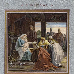 Christmas card: Three Wise Men (chromolitho)
