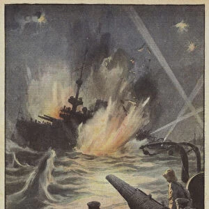 The daring raid of Italian ships in the Gulf of Trieste (colour litho)