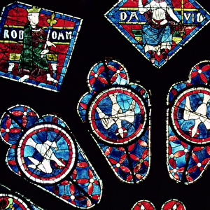 Four doves, detail from the north rose window, c. 1223 (stained glass)