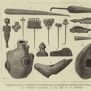 Dr Schliemanns Excavations at Troy, some of the Discoveries (engraving)