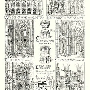 English Mediaeval Architecture; Westminster Abbey (litho)