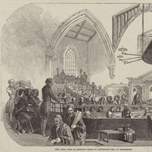 The Fatal Duel at Gosport, Trial of Lieutenant Pym, at Winchester (engraving)