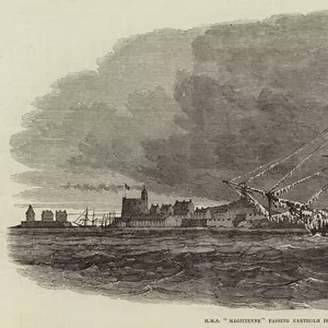HMS "Magicienne"passing Eartholm Island, in the Baltic (engraving)