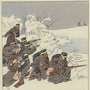 Infanterie japonaise en tenue de campagne en hiver (colour litho)