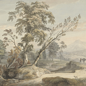 Italianate Landscape with Travellers no. 2, c. 1760 (w / c, pen and grey ink over graphite)