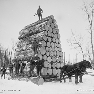 Logging a big load, Michigan, c. 1880-99 (b / w photo)