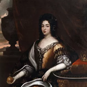 Marie Casimire Louise de La Grange d Arquien, nommee en Pologne Maria Kazimiera, et surnommee Marysienka - Portrait of Queen Marie Casimire - Tricius, Jan (ca 1620-ca 1692) - ca 1676 - Oil on canvas - 160x114 - Wilanow Palace Museum