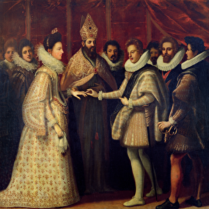 The Marriage of Catherine de Medici (1519-98) and Henri II (1519-59) 1533 (oil on panel)