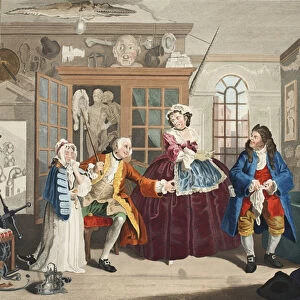 Marriage a la Mode, Plate III, The Inspection, illustration from Hogarth Restored