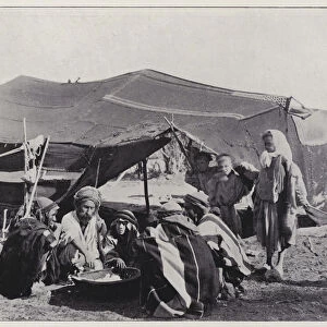 Moabiton types, Bedouins at meals (b / w photo)