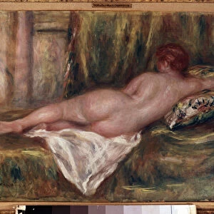 Naked layer seen from back or rest after bath Painting by Pierre Auguste Renoir