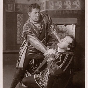 Othello throttling Iago, Lewis Waller and H B Irving (b / w photo)