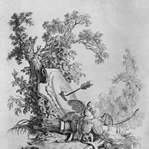 The Two Pigeons, illustration for the Fables de la Fontaine, 1772 (engraving)