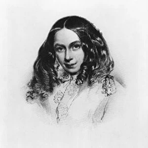 Portrait of Elizabeth Barrett Browning (1806-61) in 1859, engraved by G. Cook (engraving)