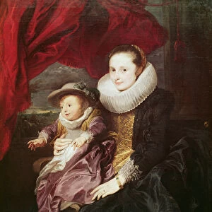 Portrait of a Woman and Child (oil on canvas)