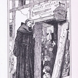 The priest listens to Colettes preaching, 1912 (litho)