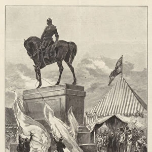 The Queen unveiling the Equestrian Statue of the Prince Consort (Womens Jubilee Memorial) in Windsor Park (engraving)