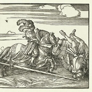Two riders fighting on horseback, 1517-18 (woodcut)