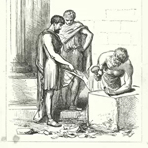 Romans teaching the Britons to build (engraving)