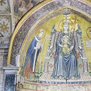 Santa Maria del principio, apse mosaic by Italian artist Lello da Orvieto in the Chapel of Saint Restituta in the Naples Cathedral, Naples, Italy