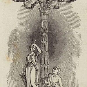 Silver Candelabrum, Presented to Malcolm Lewin, Esquire, by the Hindu Community of Madras (engraving)