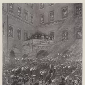 The Silver Wedding of the Duke and Duchess of Saxe-Coburg, Torchlight Demonstration at Schloss Friedenstein (litho)