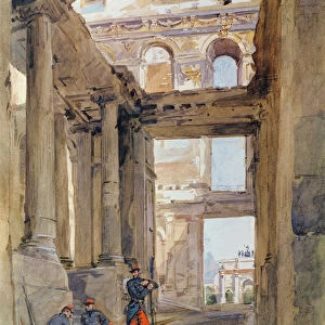 Soldiers in the Ruins of the Tuileries, 7th July 1871 (w / c on paper)